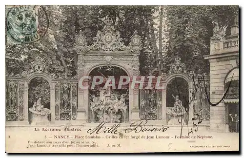 Cartes postales Nancy Place Stanislas Grilles en fer forge de Jean Lamour Fontaine de Neptune