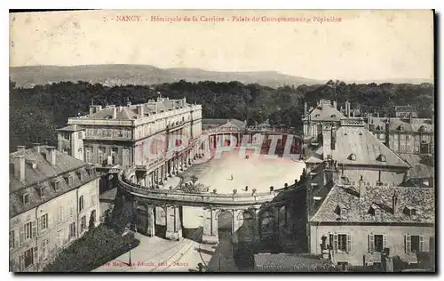 Cartes postales Nancy Hemicycle de la Carriere Palais du Gouvernement Pepiniere