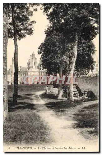 Ansichtskarte AK Chambord Le Chateau a travers les Arbres