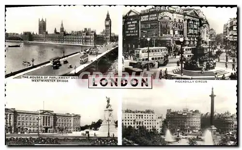 Ansichtskarte AK London The houses of parliament and Westminster bridge Piccadilly Circus