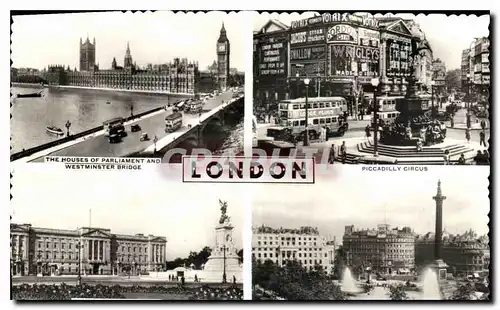 Cartes postales London The houses of parliament and Westminster bridge Piccadilly Circus