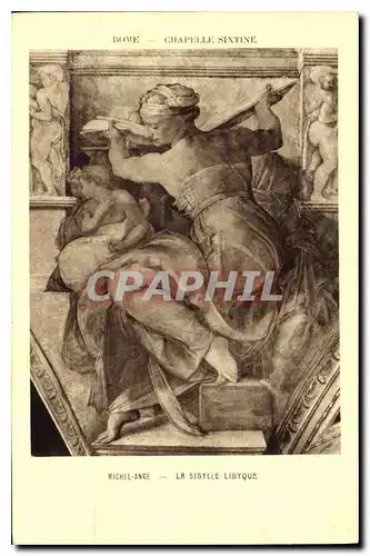 Cartes postales Rome Chapelle Sixtine Michel Ange La Sibylie Libyque