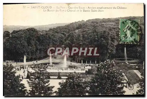 Cartes postales Saint Cloud Le Parc Grandex Eaux Ancien emplacement du Chateau Le Bassin du Fer a Cheval et le B