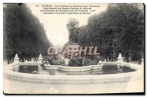 Cartes postales Paris La Fontaine du Zodiaque par Carpeaux Represente les Quatre Parties du Monde Les Chevaux en