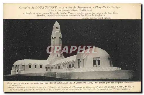 Cartes postales Ossuaire de Douaumont Arrieve du Monument Chapelle Catholique