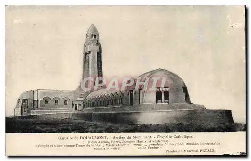 Cartes postales Ossuaire de Douaumont Arriere du Monument Chapelle Catholique