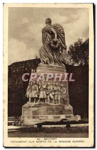 Cartes postales Belfort Monument aux Morts de la Grande Guerre