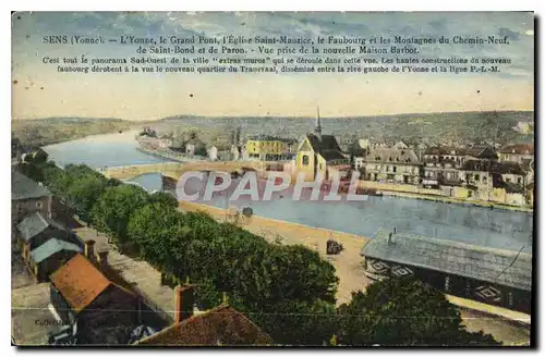 Cartes postales Sens Yonne L'Yonne le Grand Pont l'Eglise Saint Maurice le Foubourg et les Montagnes du Chemin N