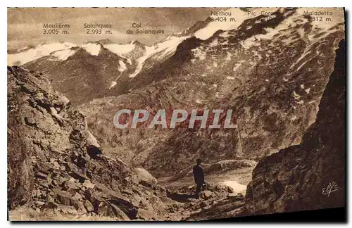 Cartes postales Luchon Les Monts Maudita vus a travers l'echancrure du Port de Venasque