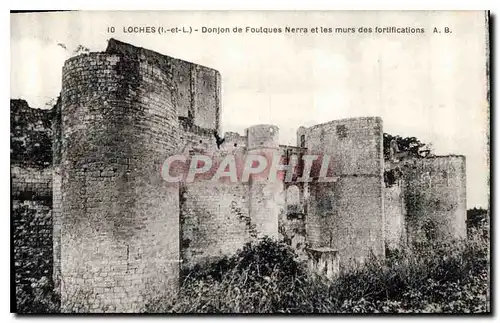 Ansichtskarte AK Loches Donjon de Foulques Nerra et les murs des fortifications