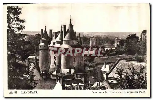 Ansichtskarte AK Langeais Vue vers le Chateau et le nouveau Pont