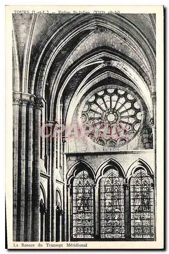 Cartes postales Tours Eglise St Julien La Rosace du Transept Meridional