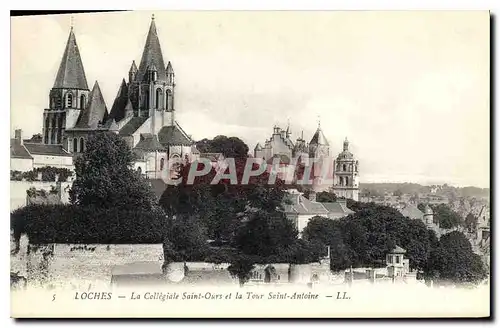 Ansichtskarte AK Loches La Collegiale Saint Ours et la Tour Saint Antoine