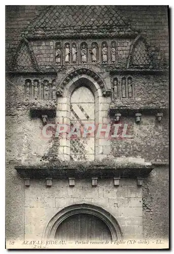 Cartes postales Azay le Rideau Portail romain de l'Eglise