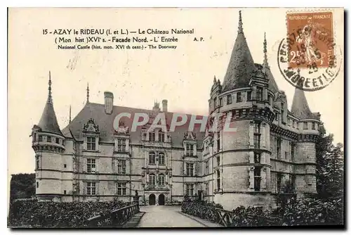 Cartes postales Azay le Rideau Le Chateau National Facade Nord L'Entree