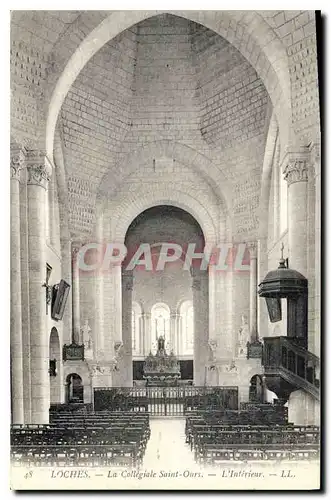 Ansichtskarte AK Loches La Collegiale Saint Ours L'Interieur