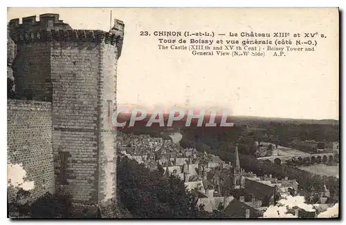 Cartes postales Chinon Le Chateau Tour de Boissy et vue generale cote NO