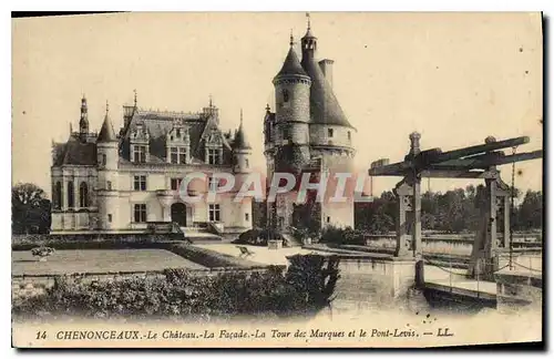 Ansichtskarte AK Chenonceaux Le Chateau La Facade La Tour des Marques et le Pont Levis