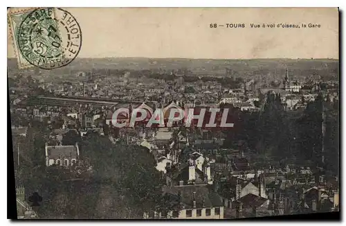 Cartes postales Tours Vue a vol d'oiseau la Gare