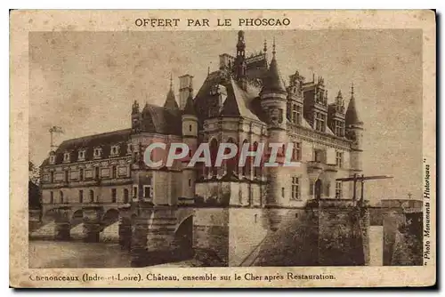 Cartes postales Chenonceaux Indre et Loire Chateau ensemble sur le Cher apres Restauration