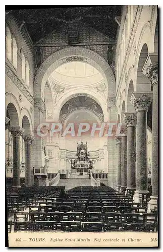 Cartes postales Tours Eglise Saint Martin Nef centrale et Choeur