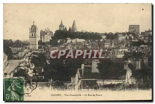 Ansichtskarte AK Loches Vue d'ensemble La Rue de Tours