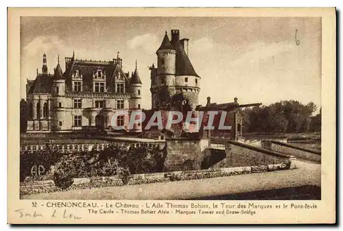 Ansichtskarte AK Chenonceau Le Chateau L'Aile Thomas Bohier la Tour des Marques et le Pont Levis