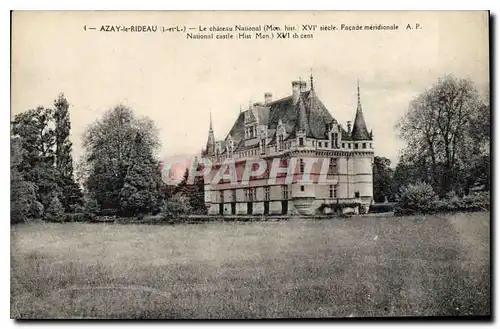 Cartes postales Azay le Rideau Le chateau National Facade meridionale