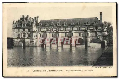 Cartes postales Chateau de Chenonceaux Facade occidentale cote ouest