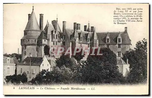 Cartes postales Langeais Le Chateau Facade meridionale