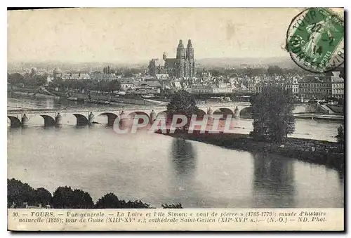 Cartes postales Tours Vue generale La Loire et I'lle Simon