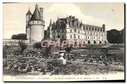 Cartes postales Chenonceaux Le Chateau La Facade Occidentale vue des Jardins