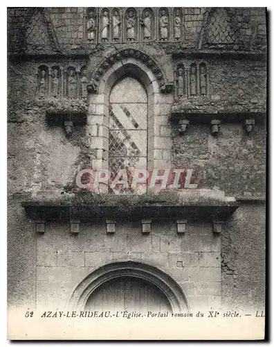 Cartes postales Azay le Rideau L'Eglise Portail romain du XI siecle