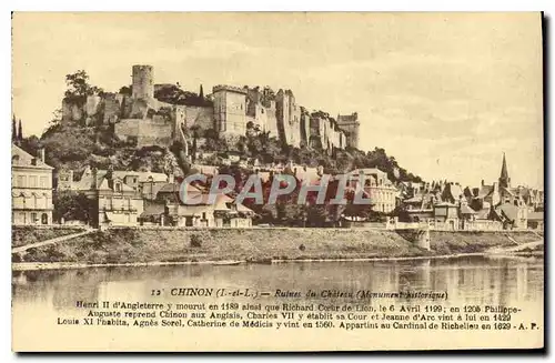 Ansichtskarte AK Chinon Ruines du Chateau Monument historique