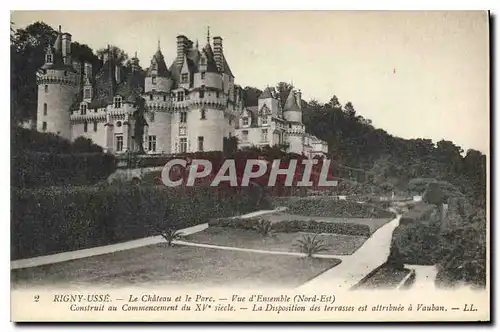 Cartes postales Rigny Usse Le Chateau et le Parc Vue d'Ensemble Nord Est