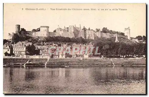 Cartes postales Chinon Vue Generale du Chateu mon hist et la Vienne