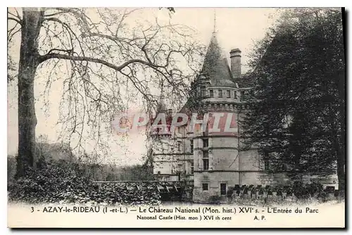 Cartes postales Azay le Rideau Le Chateau National L'Entree du Parc