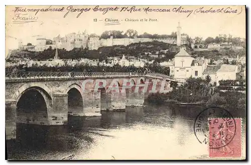 Cartes postales Chinon Chateau et le Pont