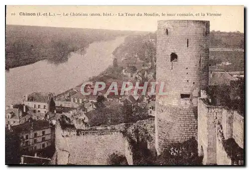 Ansichtskarte AK Chinon Le Chateau La Tour du Moulin le mur romain et la Vienne