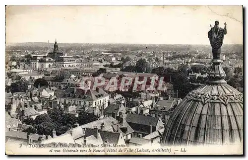 Ansichtskarte AK Tours Le Dome de la Basilique Saint Martin et vue Generale vers le Nouvel Hotel de Ville Laloux