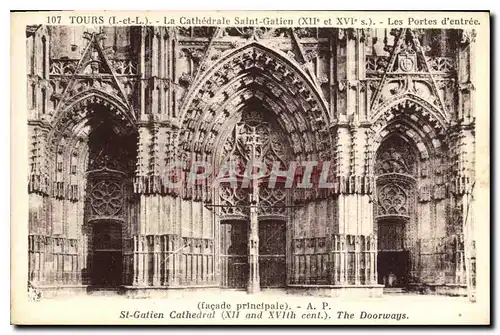 Cartes postales Tours L et L La Cathedrale Saint Gatien Les Portes d'Entree