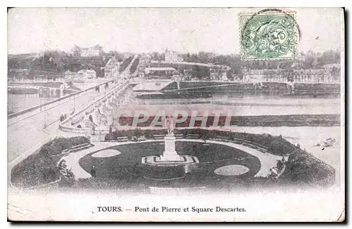 Ansichtskarte AK Tours Pont de Pierre et Square Descartes