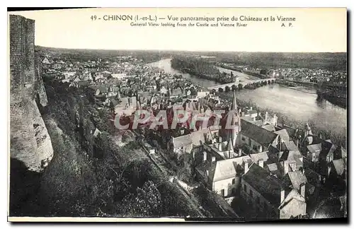 Ansichtskarte AK Chinon L et L Vue panoramique prise du Chateau et la Vienne General View Looking from the Castle