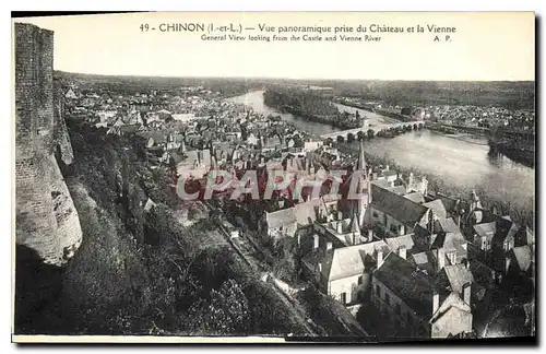 Cartes postales Chinon L et L Vue panoramique prise du Chateau et la Vienne General View Looking from the Castle