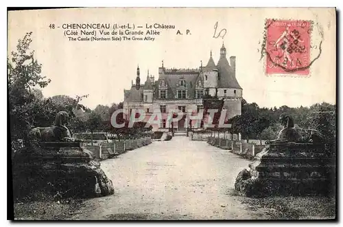 Cartes postales Chenonceau L et L Le Chateau Cote Nord Vue de la Grande Allee