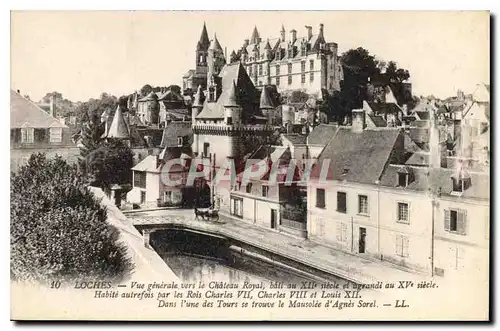 Cartes postales Loches Vue generale vers le Chateau Royal Bati au XII siecle et agrandi au XV siecle