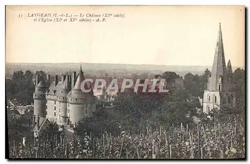 Ansichtskarte AK Langeais L et L Le Chateau XV siecle et l'Eglise XI et XV siecles