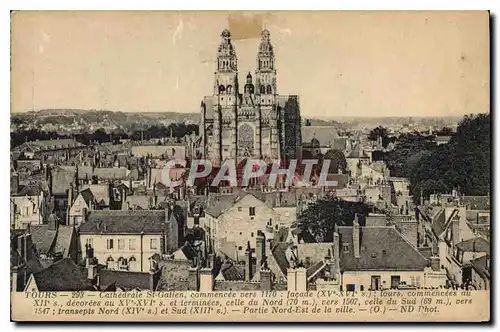 Cartes postales Tours Cathedrale St Gatien commencee vers 1170 facade XV XVI tours