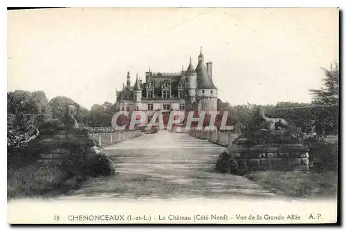 Cartes postales Chenonceaux L et L Le Chateau Cote Nord Vue de la Grande Allee