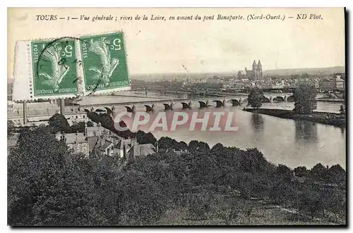 Cartes postales Tours Vue generale rives de la Loire en amont du pont Bonaparte Nord Ouest